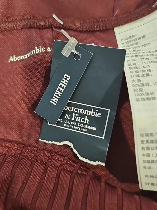 Abercrombie & Fitch Sz XXS Ribbed Oxblood Ribbed Bikini NWT - Picture 4 of 8